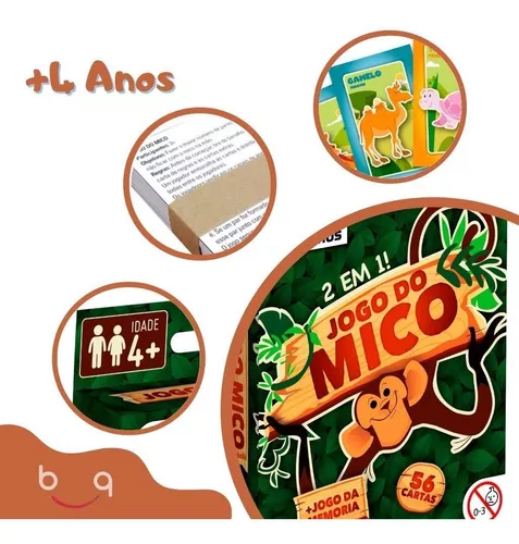 Jogo De Cartas Mico 2 em 1 Pais e filhos