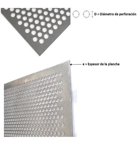 Plancha Perforada Inoxidable Aisi 304 -espesor 2mm Perf. 6mm