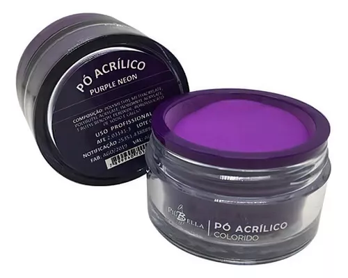 pó acrílico colorido piu bella 25 gr purple neon mercadolivre