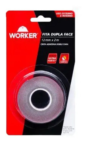 Fita Dupla Face Transparente Worker 12mm X 2m