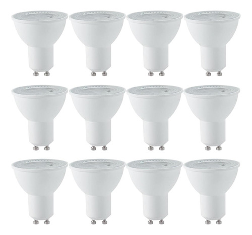 Pacote Com 12 Lâmpadas De Led Bravsekai Gu10, 3000 K, Blanca