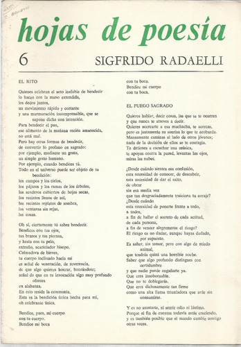 Hojas De Poesía Nros. Sueltos X Nro Dir: S Radaelli  1974
