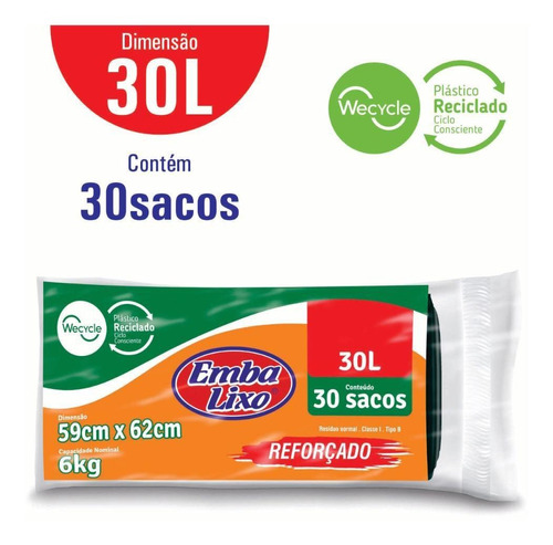 Saco Para Lixo Embalixo Reforçado 30 Litros