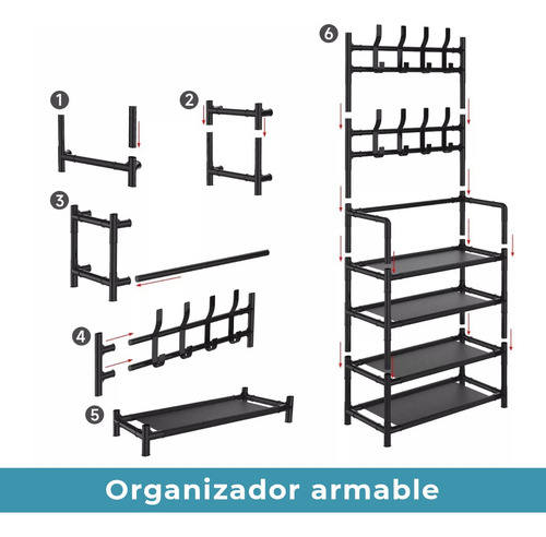 Organizador Perchero Y Zapatera Multifuncional Con 4 Niveles