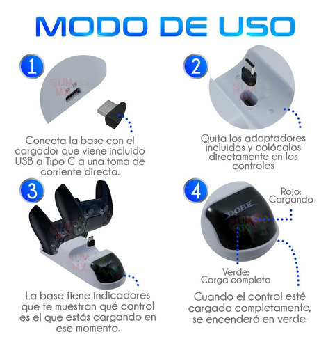 Soporte Base Cargador Doble Control Para Ps5 Tipoc Extraible