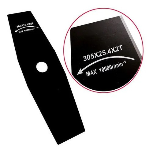 Imagem 2 de 4 de Faca Lâmina 2 Pontas Para Roçadeira - 305mmx90mm Furo 25,4mm