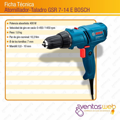 Imagen 6 de 7 de Atornillador Taladro Bosch Electrico 400w Control Torque