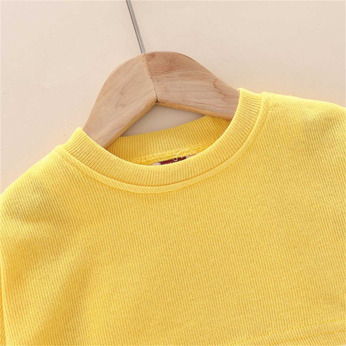 Conjunto Niño Sudadera Con Efecto De Doble Capa Y Pantalones Amarillo 2-3 Años