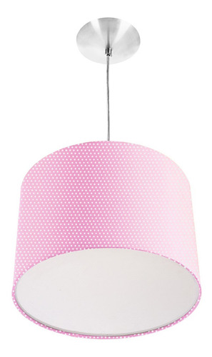 Lustre Cúpula Pendente Dome Estampado Rosa Bolinha