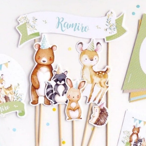 Toppers Cake Adorno Para Torta Animales Del Bosque