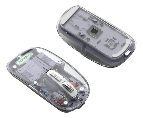 Mouse Wireless Recarregável Led Rgb Transparente