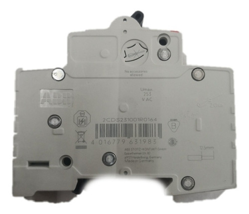 2 Piezas Mini Interruptor Abb 1 Polo Din 16a 127/240vac