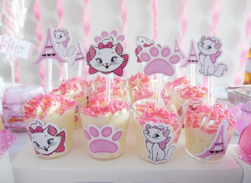 Pack 15 Toppers Para Cupcakes / Muffins. Gata Gatita Marie 