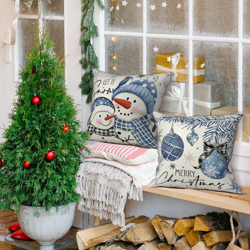 Juego De 4 Fundas De Almohada De Navidad Para...