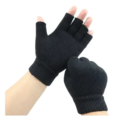 Luva Sem Dedos La Inverno Frio Luvas Unissex Escritorio Moto Preto Único Lis