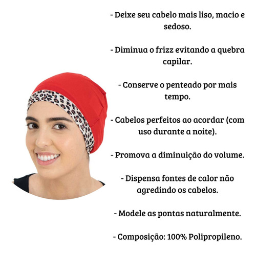 Kit de 3 gorras Nero con barra estampada para cabello antiencrespamiento de color rojo