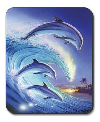 Mouse Pad  Delfines En La Ola  - Art Plates.