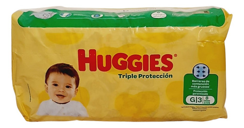 Pañales Huggies Triple Protección G X 8 Unidades (stock 12)