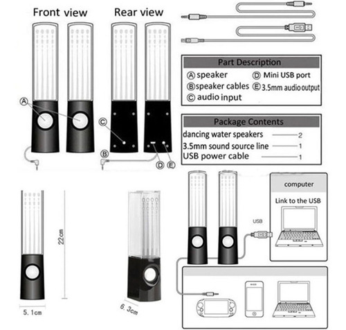Parlantes Para Computador Pc Agua Rítmica 3d Bocina