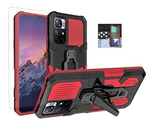 Funda + Vidrio Templado Xiaomi Redmi Note 11/11s Rojo