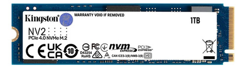 Ssd M.2 Nvme Pcie Gen 4.0 Interno Kingston Nv2 1tb M.2 2280 Snv2s/1000g Velocidade De Leitura Até 3500mb/s E Gravação 2800mb/s Interno Cor Celeste