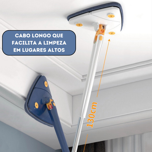 Mop Rodo De Limpeza Triangular Giratorio Ajustavel Retratil Azul