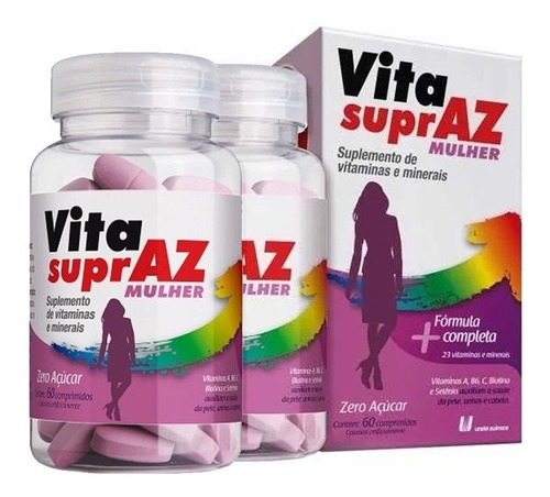 Suplemento Vita Supraz Vitamina Para Mulher 60 Comprimidos Sabor Sem Sabor