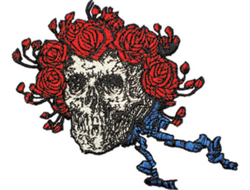 Parche De Calavera Y Rosas De Aplicación Blanco