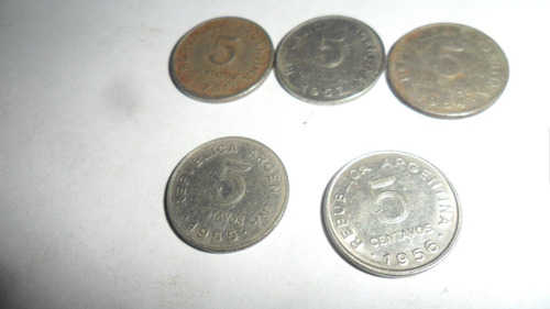 Monedas Argentina 5 Centavos 1951/53/54/55/56