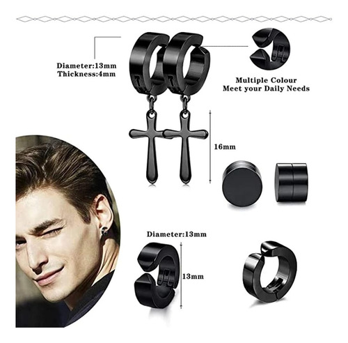 13 Pendientes Perforados For Hombre, Pendientes Falsos For