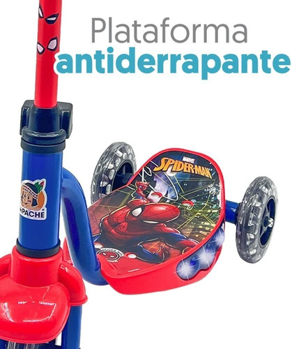Patín Scooter Apache Spiderman Hombre Araña C/led P/+4 Años