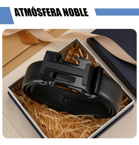 2 Cinturones Negros Con Hebilla Automática Para Hombre H Negra 120cm