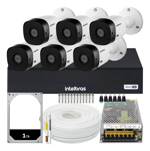 Kit 6 Cameras Seguranca Intelbras Vhl 1220 Full Hd 10a 1tb