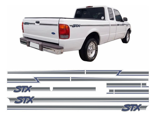 Kit Adesivo Ford Ranger Stx Faixa Lateral 1993 A 1997