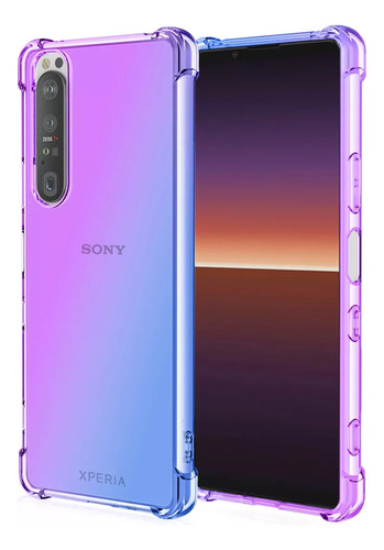 Sony Xperia 5 Iii (xq Bq72) Skin De Silicón Blando Azul/morado Con Detalle