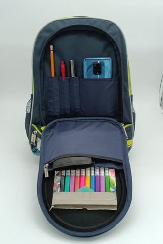 Mochila Wilson 5 Compartimentos Bolsa Interna Con Cierre Color Azul Diseño De La Tela Liso Con Logo