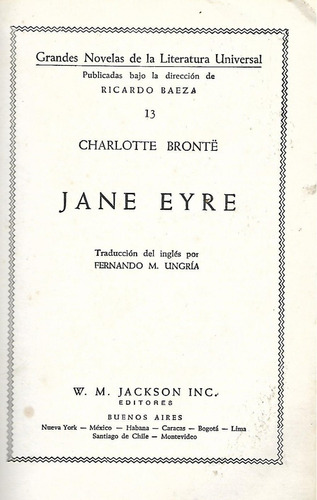 Jane Eyre - Charlotte Bronte - Clasico - 