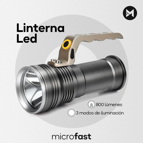 Imagen 2 de 7 de Linterna Táctica Led 800 Lúmenes Recargable Resiste Agua Sos