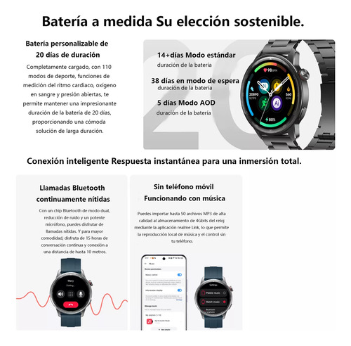 Realme Watch S2 1.43" Amoled 20 Days Bateria Ip68 Gris