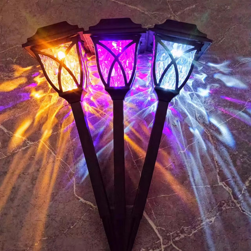 Lámpara Solar Para Césped Con Luz Led Multicolor De Color Bl