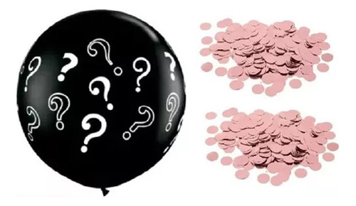 Hiperfesta balão bexiga chá revelação bebê interrogação 90cm confeite cor rosa
