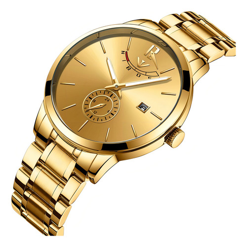 Nibosi Reloj De Cuarzo Con Calendario Impermeable Para Hombr Color Del Fondo Dorado