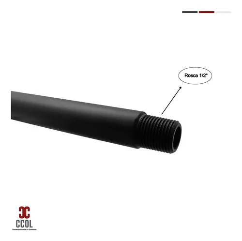 Ducha Rectangular Negra Abs + Brazo Negro Metal C485