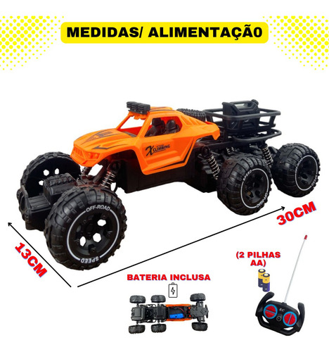 Carrinho Controle Remoto Recarregavel 6 Blink Laranja