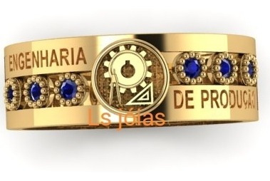 Anel De Formatura Engenharia Produçao Ouro 18k