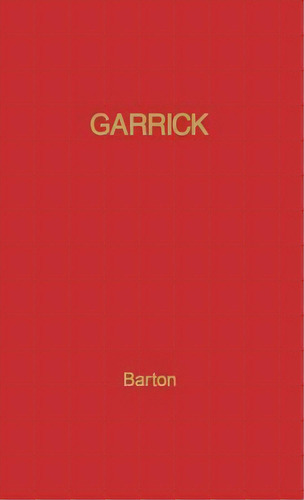 Garrick, De Barton, Margaret. Editorial Greenwood Pub Group, Tapa Dura En Inglés