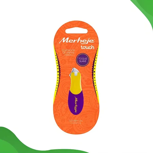 Cortador de uñas lateral Merheje Touch mango de goma color amarillo / morado