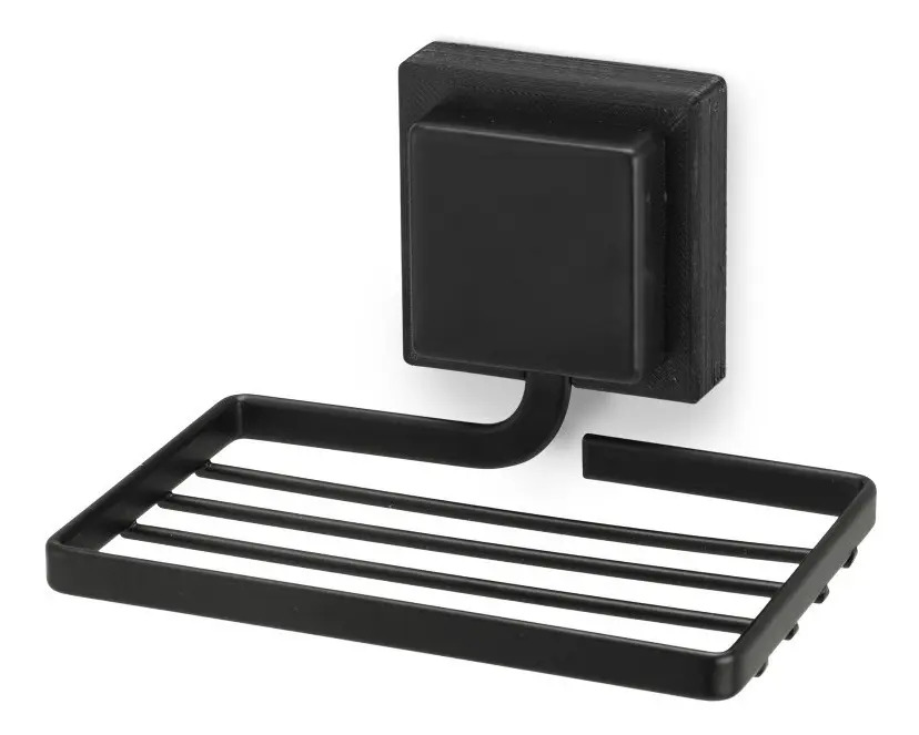 Saboneteira Parede Banheiro Porta Sabonete Preto Sem Furo 3m