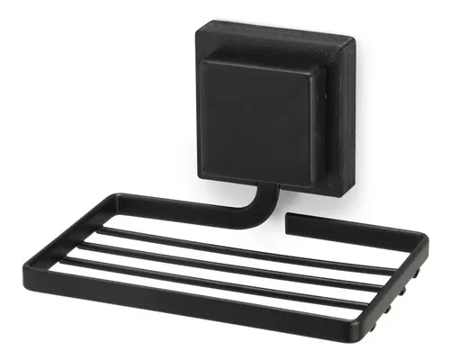 Saboneteira Parede Banheiro Porta Sabonete Preto Sem Furo 3m