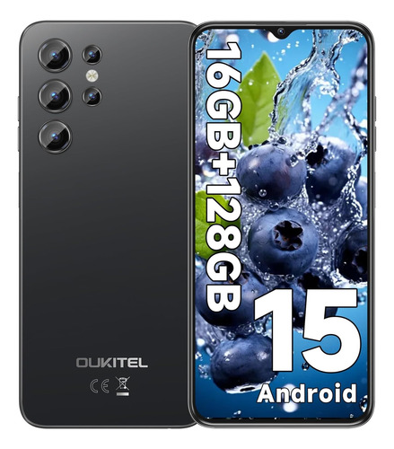 Oukitel C1 Telefono Celular Inteligente Dual Sim 16(4+12)ram+128rom(+1tb Tfcard) Andriod 15 5150mah T606 6.52in Hd+ Moda Ligera/fingerprint/gps/otg/fm